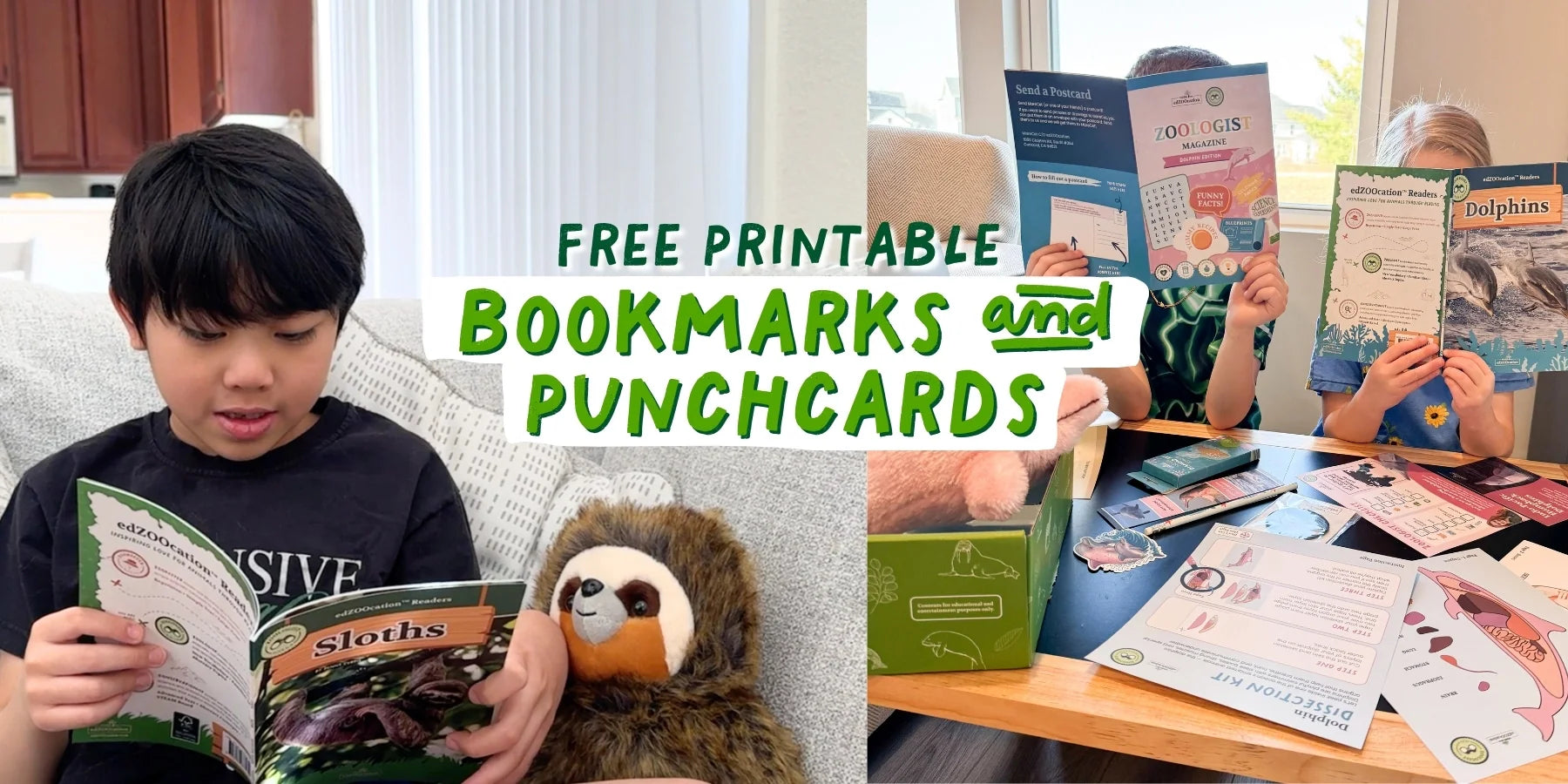 Free Printable Reading Challenge for Kids (Animal Bookmarks & Punch Cards)