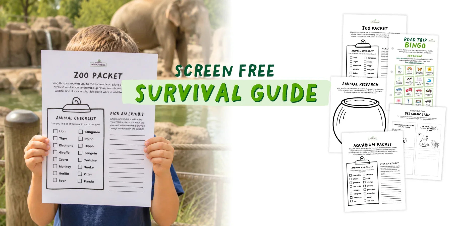 The Screen-Free Survival Guide for Kids: 4 Free Printable Animal Activities