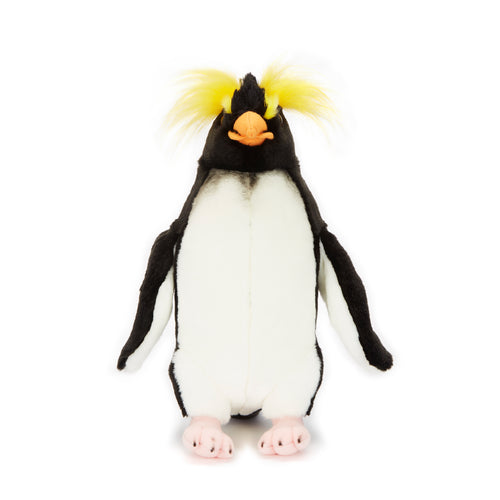 Front view of 11'' plush crested penguin stuffed animal