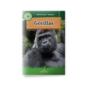 Book cover of 'Gorillas' with a gorilla on a green background