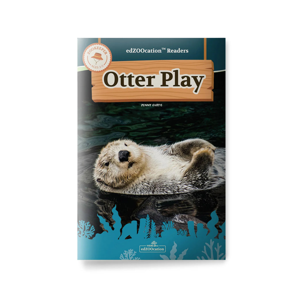 Book cover of 'Otter Play' with an otter in water and educational branding.