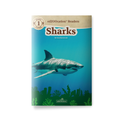 Book cover of 'Sharks' by edZOOcation with a shark illustration on a blue background
